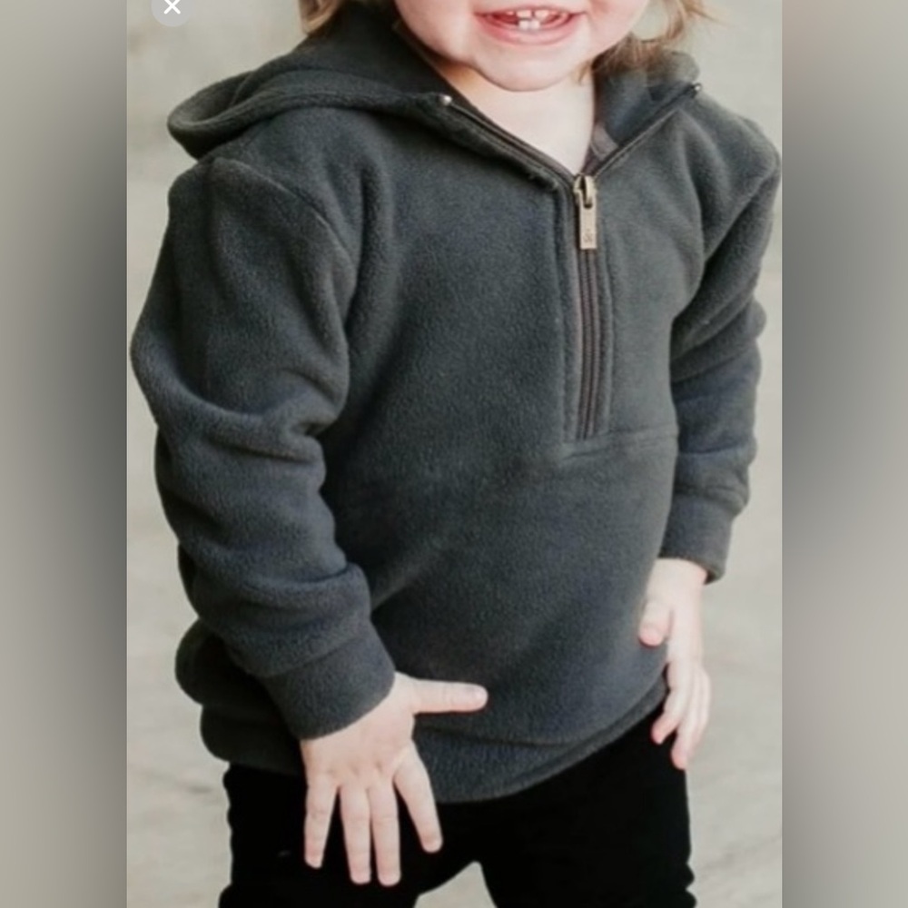 NWOT Ampersand Ave Children's Cozy Half Zip Hoodie in Charcoal Size 4T